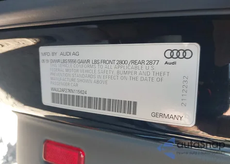 2019 Audi A6 55 Premium z USA, uszkodzony, nr VIN WAUL2AF27KN115624